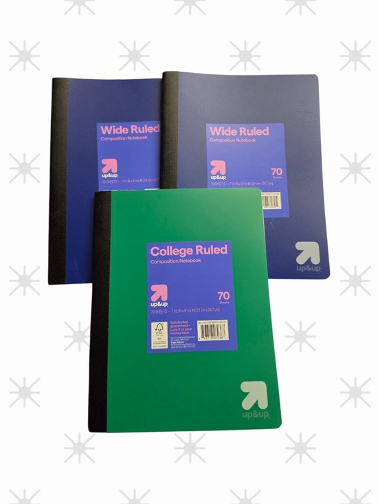 Other - 2 Wide/1 College Ruled Composition Notebook Bundle - 70 Sheets Each